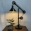 Black Industrial Pulley Table Lamp
