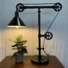 Black Industrial Pulley Table Lamp