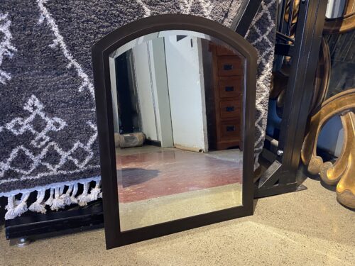 Black Beveled Metal Frame Arch-Top Wall Mirror
