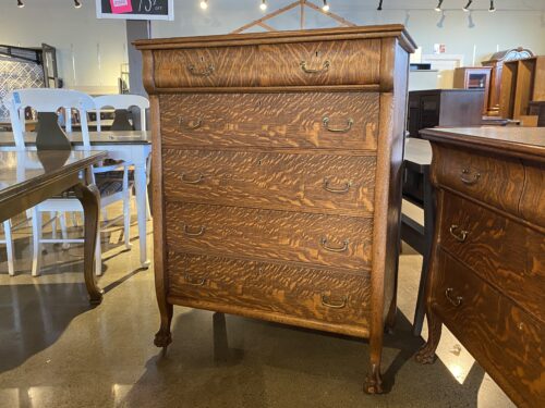 Vintage Clawfoot Tallboy Dresser w/ Original Locking Hardware