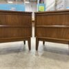 DIXIE Vintage Mid-Century Modern Walnut 2 Drawer Nightstand with Recessed Drawers (Set of 2)