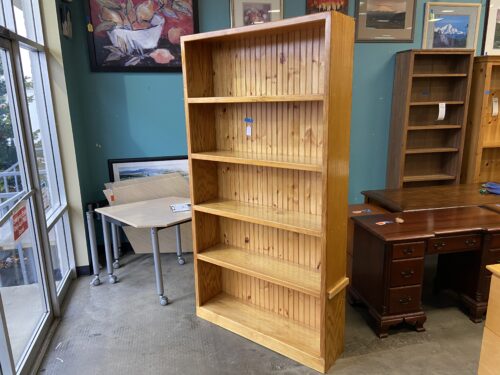 Vertical Paneled Knotty Pine 44" Bookcase
