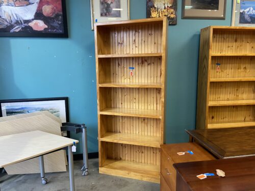 Vertical Paneled Knotty Pine 37" Bookcase