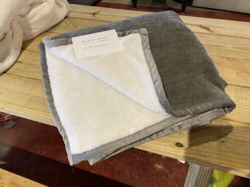 JENNIFER ADAMS Chenille Herringbone Reverse Throw
