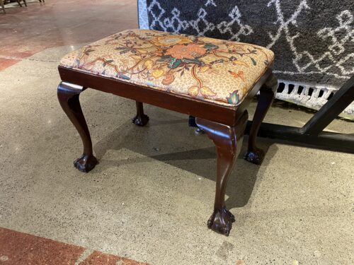 Floral Pattern Upholstered Clawfoot Bench