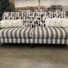 ANTHROPOLOGIE Suren-Striped Fan Pleat Sofa with Decorative Pillows
