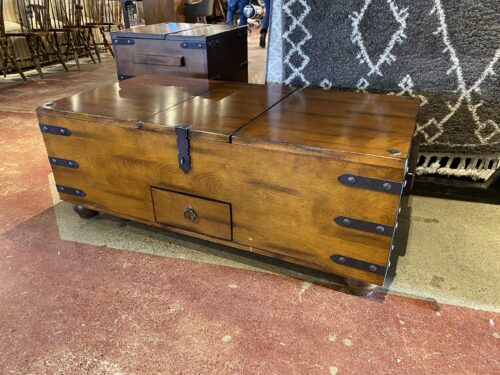 Wooden Open Top Storage Trunk Coffee Table