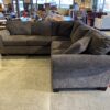 BROYHILL Brown Sectional Couch with Rolled Arms