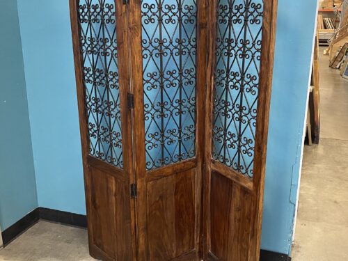 Vintage Espresso Stained Wrought Iron Room Divider