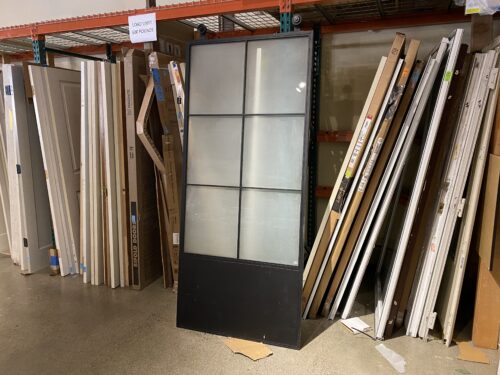Matte Black Frosted Glass Steel Barn Door