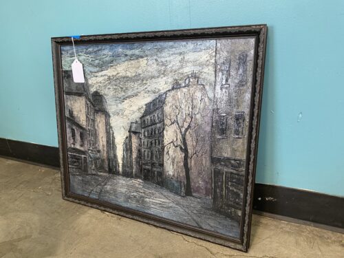Dark Themed Painting with Decorative Wood Frame