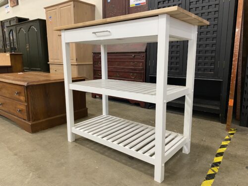 Natural Wood Kitchen Island with Drawer