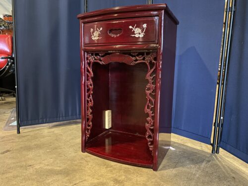 Red Toned Carved Elmwood Display Cabinet