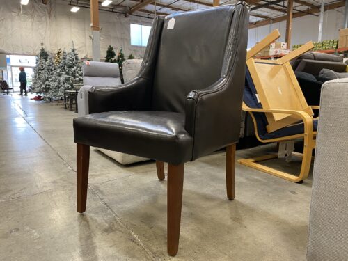 WORLD MARKET  Dark Brown Leather Wingback Accent Chair