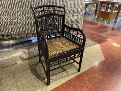 Vintage Bamboo Armchair with Woven Cane Seat