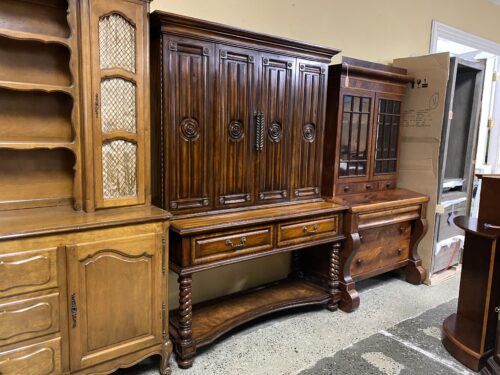 MAITLAND SMITH Vintage Ornate Carved Wooden Media Cabinet