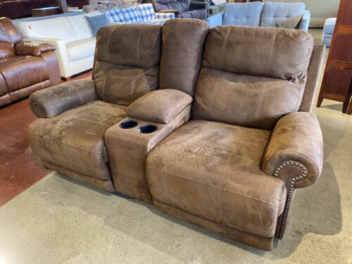 78" Wide Reclining Loveseat with Nailhead Arm Detail and Center Console