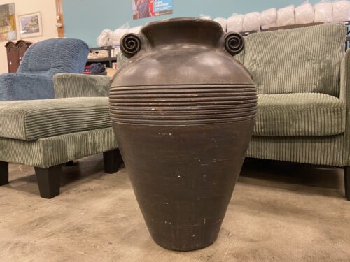 Dark Brown Ceramic Amphora Style Vase