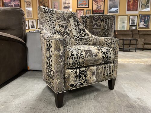 THOMASVILLE Contemporary Neutral Armchair w/ Nailhead Trim