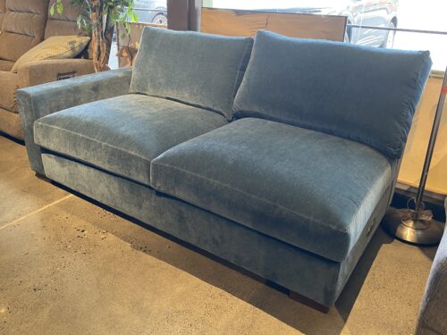 JOYBIRD Plush Blue Sectional Piece, 1-Arm