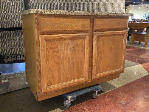 2-Drawer Granite Top Cabinet w/ Shallow Shelf