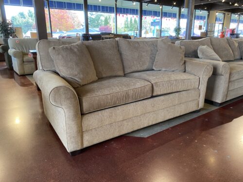 ETHAN ALLEN 2-Cushion Warm Olive Sofa
