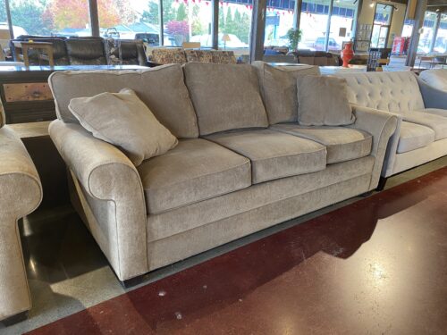 ETHAN ALLEN 3-Cushion Warm Olive Sofa