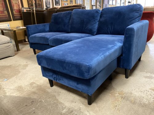 Blue Velvet L Shaped Sectional