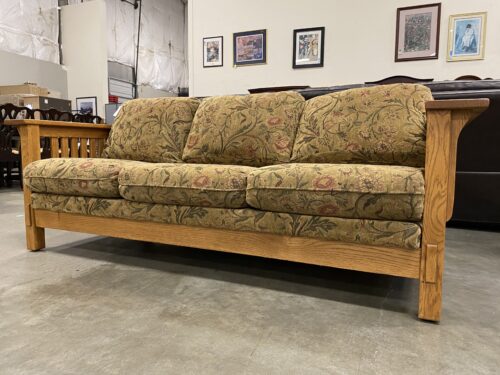 FLEXSTEEL Mission Style Floral Fabric Sofa