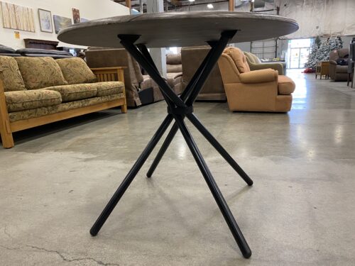 Round Rustic Dining Table with Crossed Metal Legs