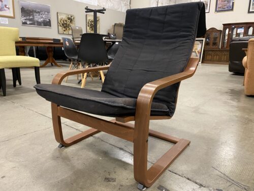 IKEA Poang Brown Arm Chair with Black Cushion