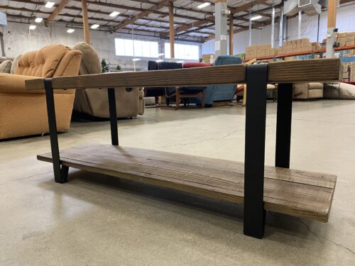 Rustic Modesto Bench Shelf with Metal Strap Legs