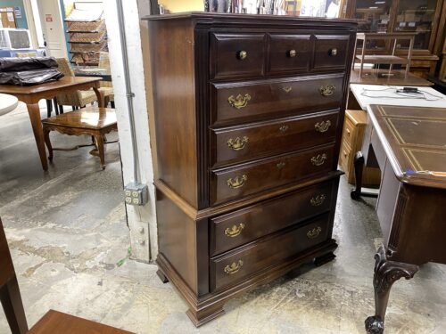 Dark Brown 6 Drawer Dresser w/ Brass Hardware
