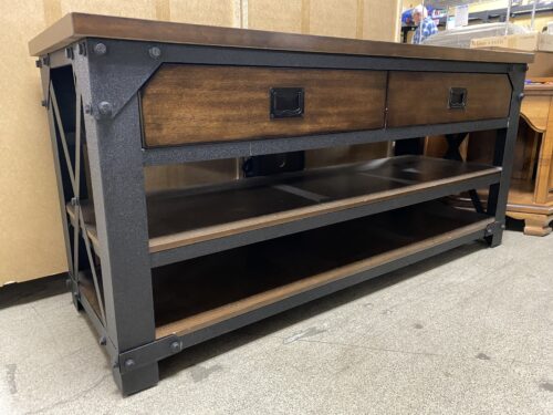 Dark Brown Industrial 2 Drawer Media Stand