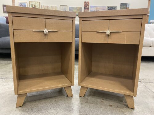 BEKINS Light Wood Petite Nightstand with Brass Hardware (Set of 2)