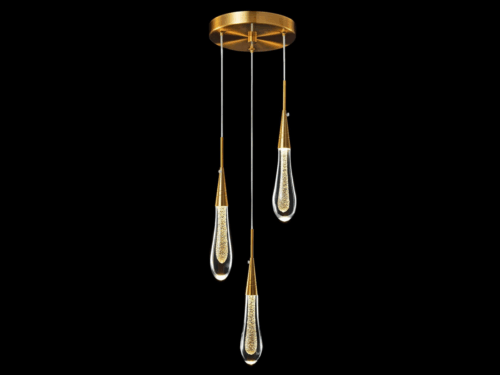 NEW! Dimmable LED Modern Gold 3-Light Pendant Chandelier