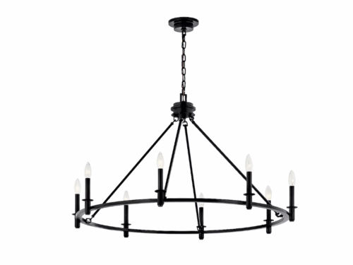 NEW! KICHLER Carrick 10-Light Chandelier, Black Finish Model #52707BK