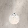 NEW! DESIGNERS FOUNTAIN 1-Light Pendant in Matte Black and 14" White Art Glass