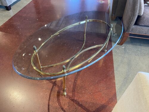 Brass Frame Coffee Table with Glass Top