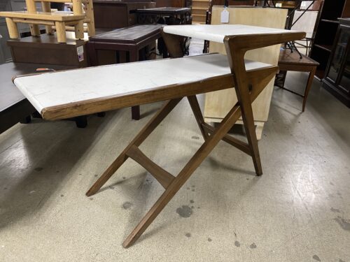 Angled White Top Wooden 2 Tiered Table