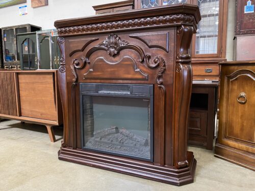 FEBO FLAME Electric Fireplace with Ornate Carved Wooden Front Model #ZHS-23-A