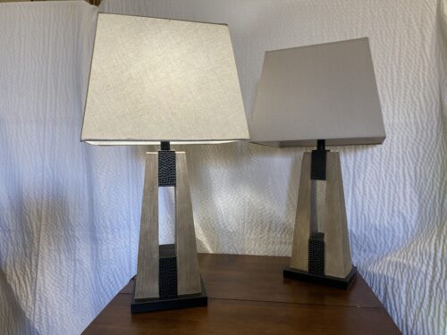 JOHN TIMBERLAND Mitchell Rustic Column Table Lamp with USB Port (Set of 2)