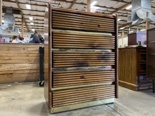 Vintage Wood Dresser with Gold Bar Accents