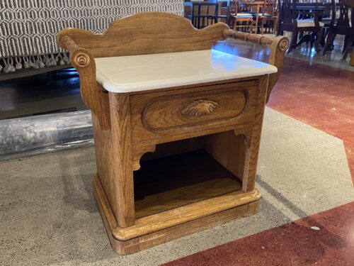 Old School White Marble Top Side Table