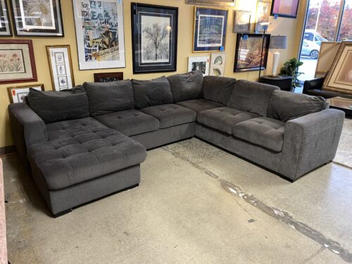 Dark Grey 3 Piece Sectional w/ Storage Lounger