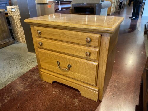 STANLEY Two Drawer Oak Nightstand