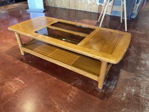 Two-Tier Coffee Table with Smoked Glass Center