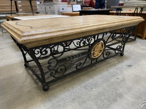 Wrought Iron Base Rectangular  Coffee Table