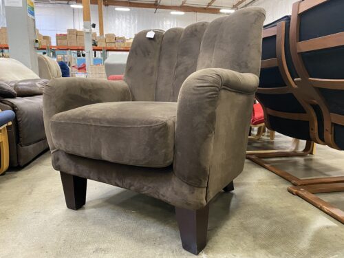 Brown Micro Velvet Scalloped Back Accent Chair