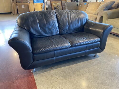 Black Leather 62" Loveseat